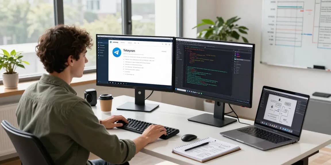 纸飞机中文版 interface displayed on dual monitors in a modern workspace, highlighting tech productivity and communication features.