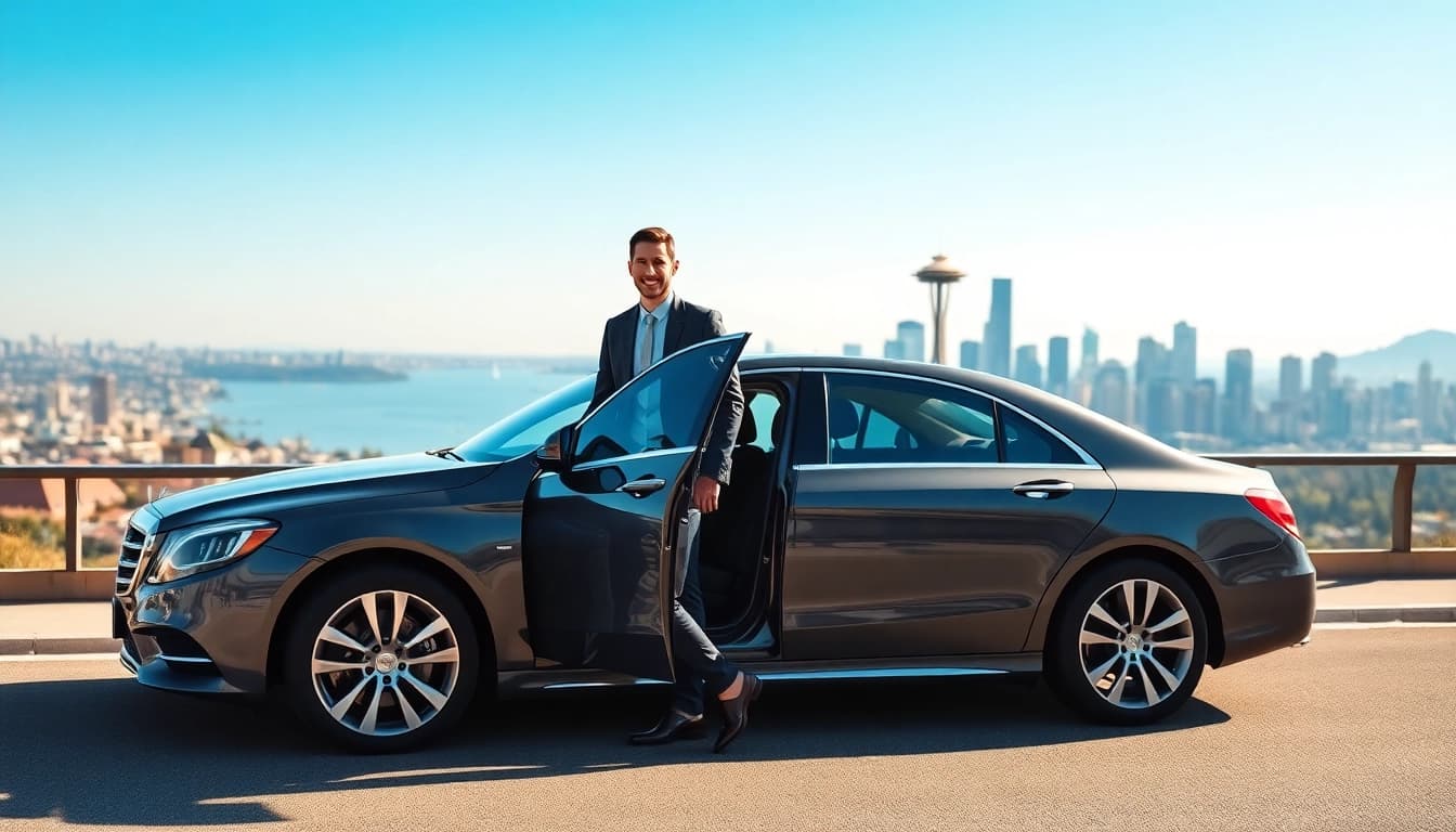 Experience car service from Vancouver to Seattle with a professional driver welcoming passengers.