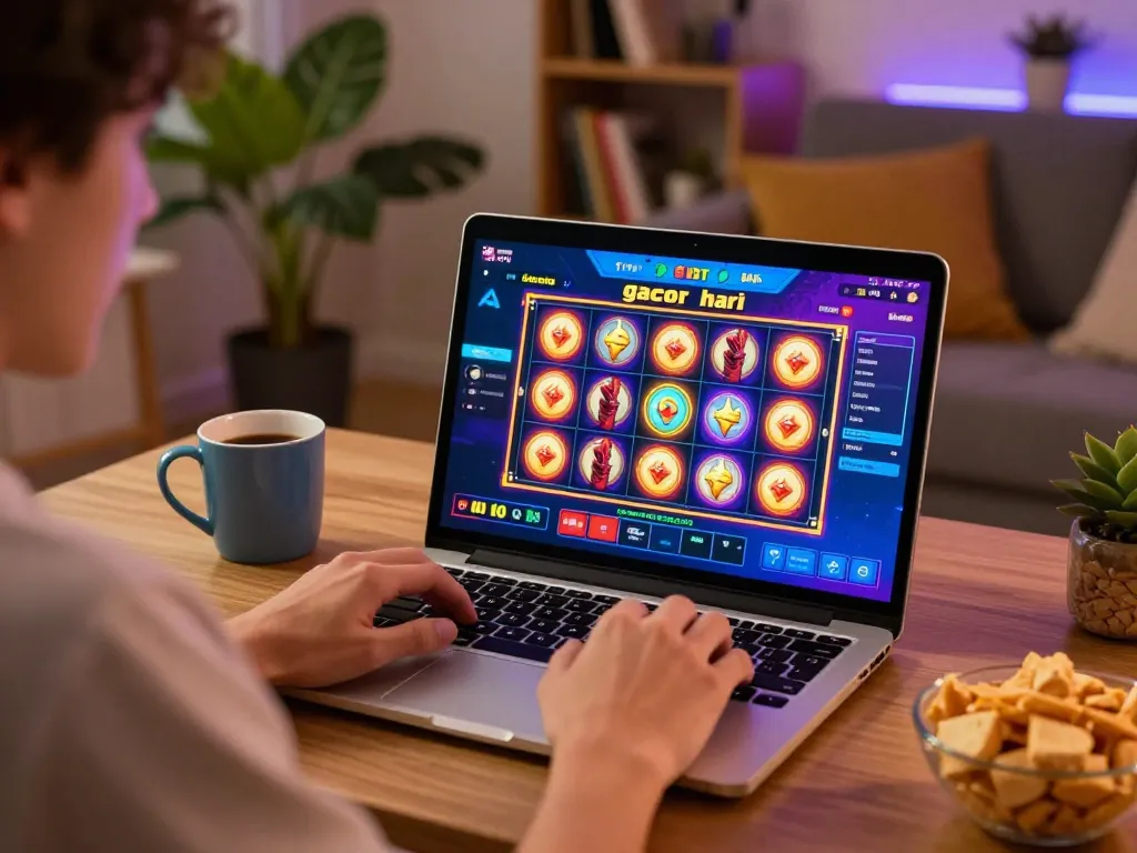 Experience winning strategies on slot gacor hari ini in a cozy home gaming setup.