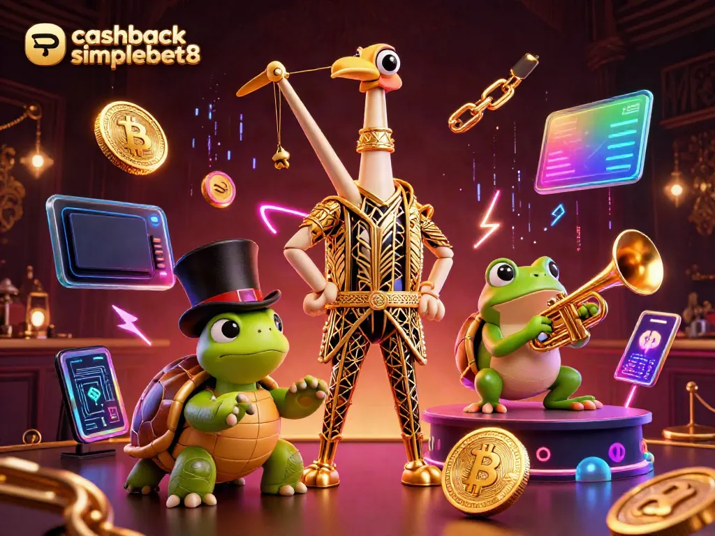 Engage with cashback simplebet8 while enjoying vibrant illustrations of crypto coins and lively casino characters.