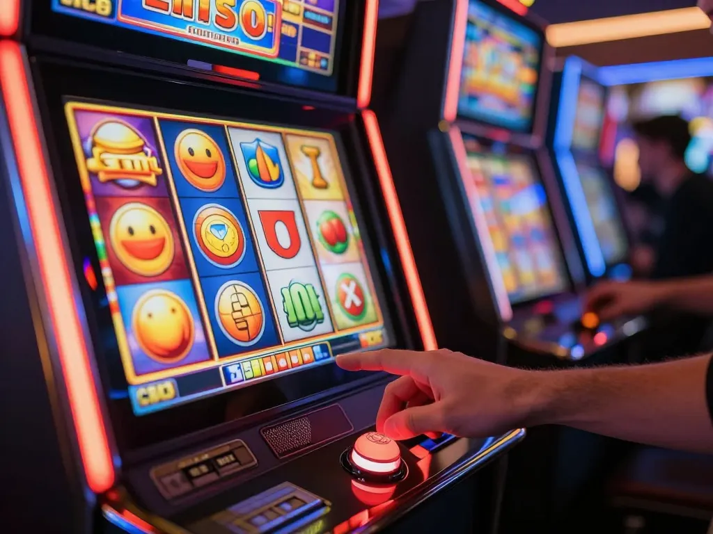 Player engaging with ledak338 slot machine, vibrant reels spinning and highlighting big wins