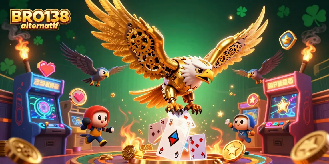 Experience thrilling gaming action with BRO138 alternatif in an exhilarating animated casino scene.