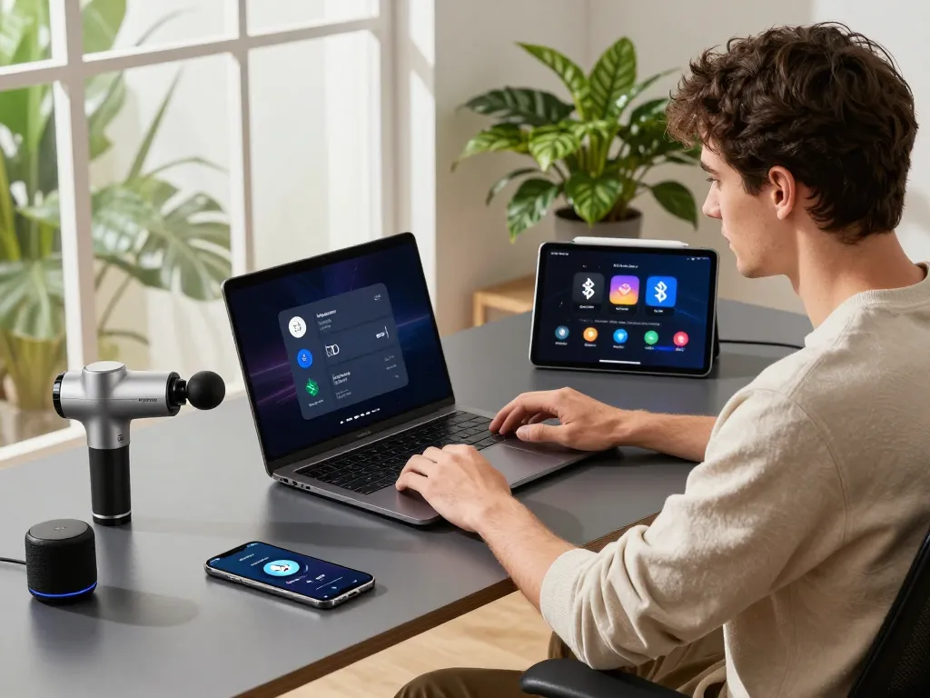 Discover the best tech gadgets for men in a vibrant workspace showcasing innovative Bluetooth devices and gadgets.