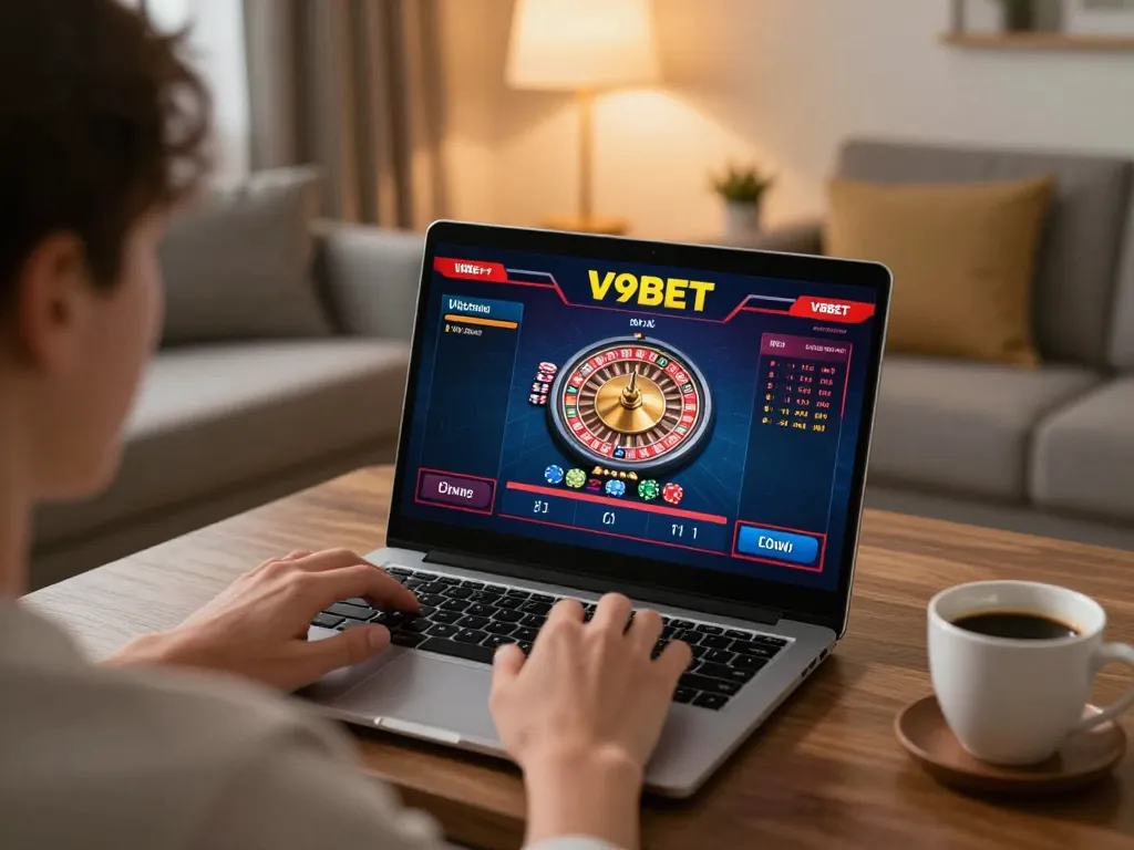Engaging online gaming experience with V9BET live casino action at home, emphasizing strategy and enjoyment.
