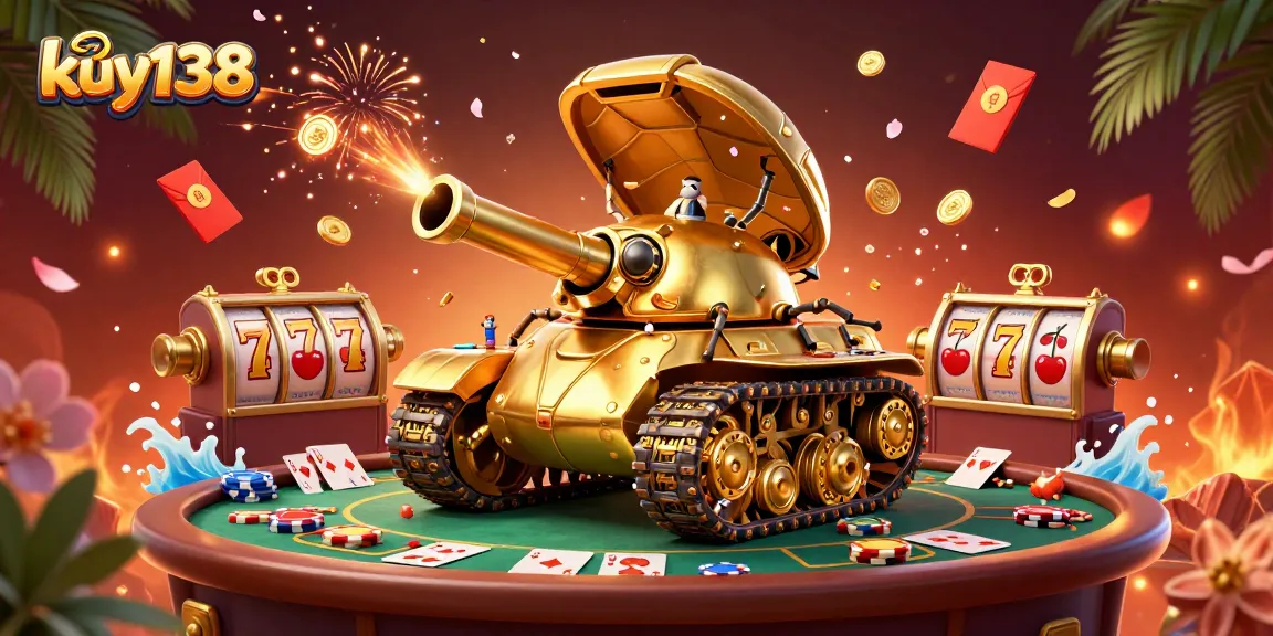 Menghasilkan pengalaman bermain yang luar biasa di kuy138 dengan ilustrasi kasino mini di dalam tank kumbang emas.