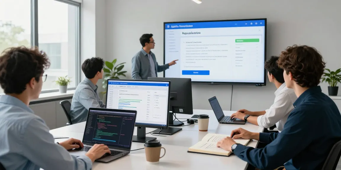 Professionals developing an age verification system in a modern office setting.