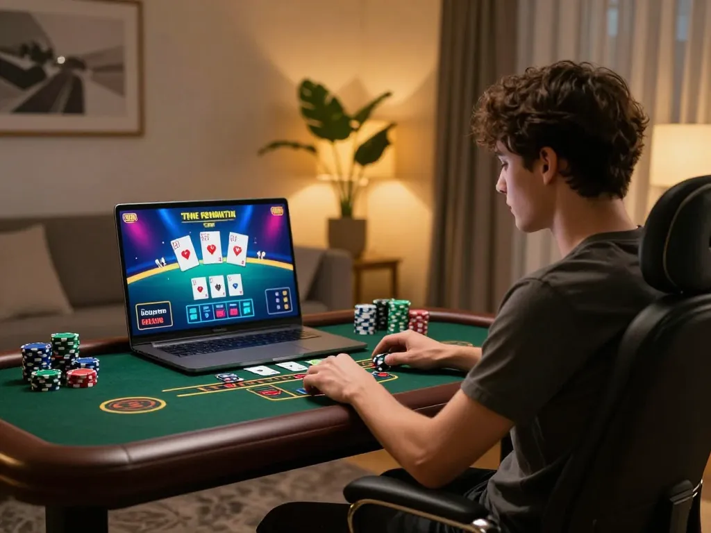 Players enjoying a thrilling online game at rik vip, focused on blackjack strategy in a cozy setting.