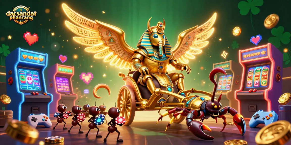 Engage with dacsandatphanrang's dynamic casino theme featuring a golden scarab, colorful games, and enchanting detail.