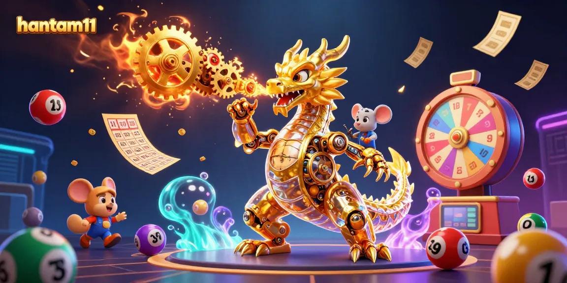 Experience the thrill of hantam11 with a vibrant illustration showcasing dynamic gaming elements and a golden dragon.
