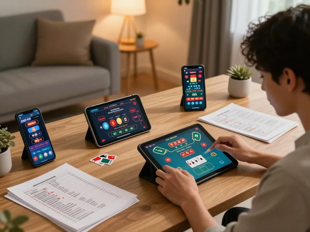 Player strategizing blackjack gameplay on 789win platform from home setup.