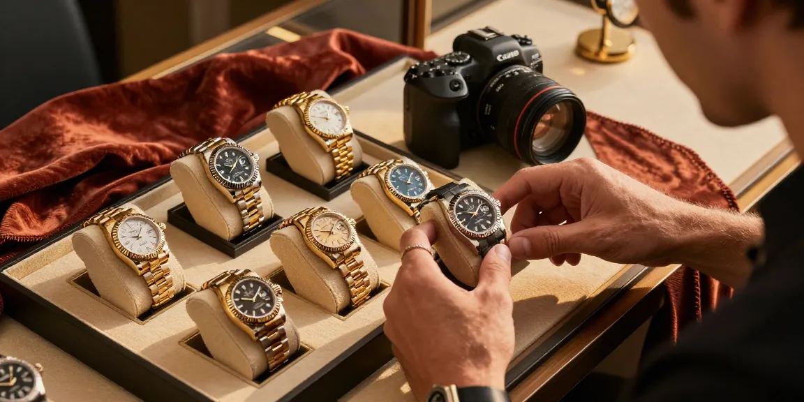 Showcasing exquisite rolex super clone watches with intricate details and luxury appeal in a stylish setting.