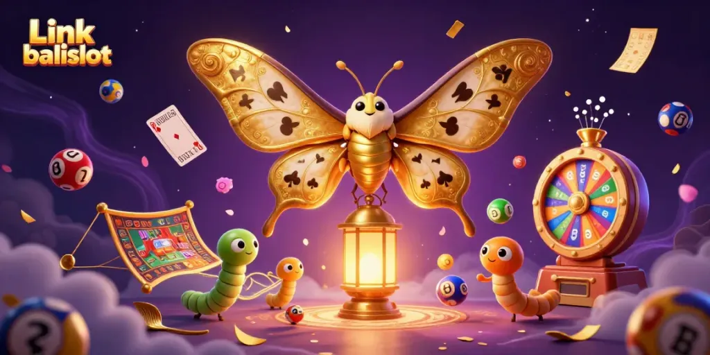 Experience winning with Link balislot featuring dynamic lottery and casino elements in vibrant illustration.