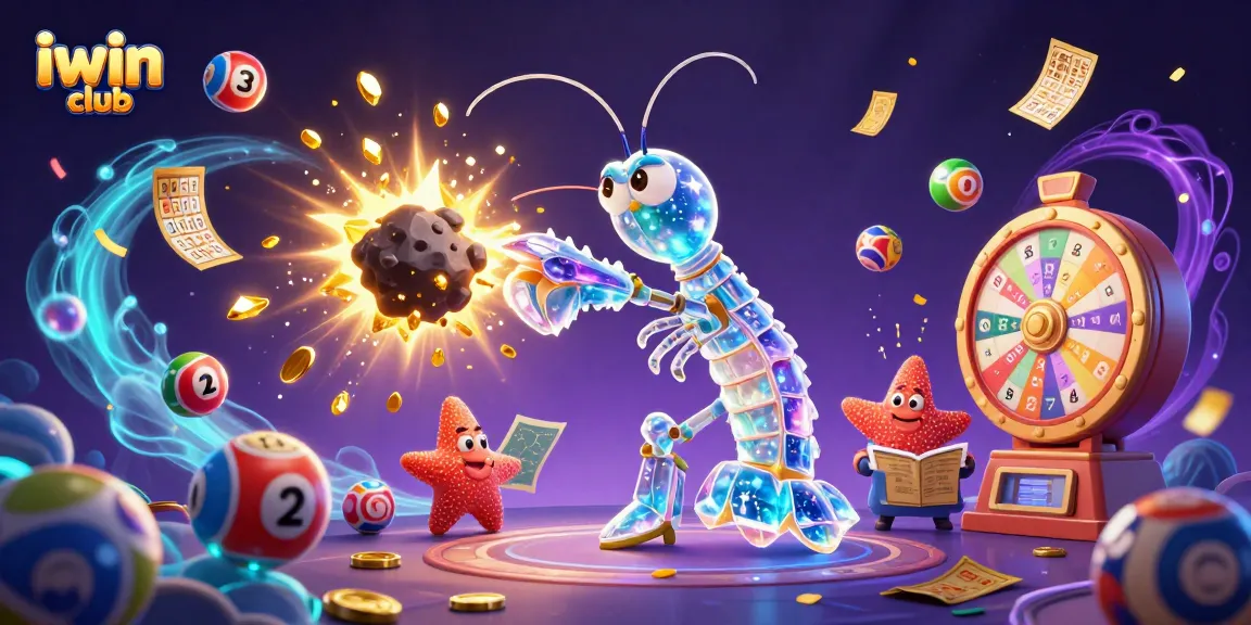 Experience the excitement of iwin club with vibrant lottery elements and dazzling 3D characters.