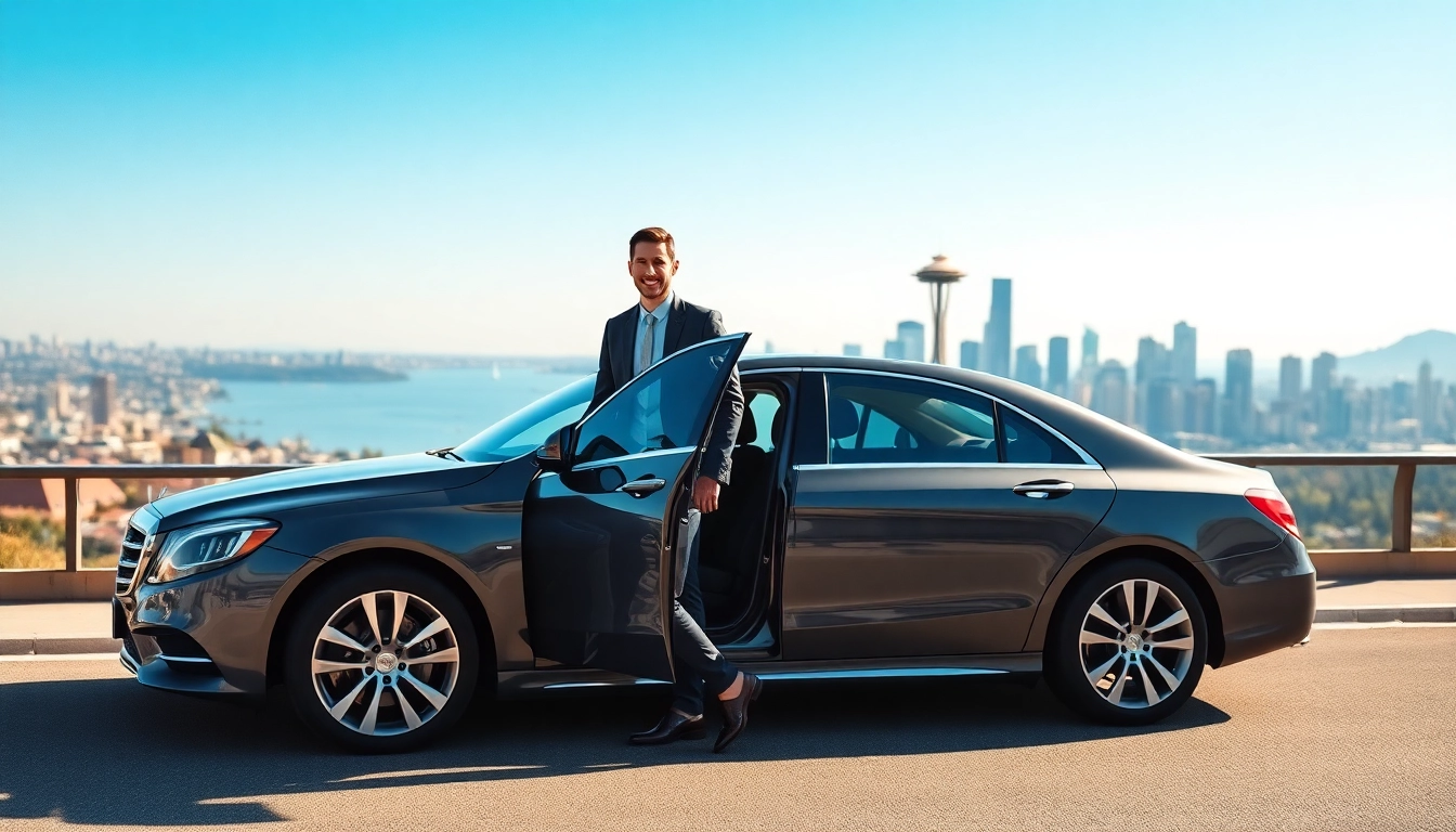 Experience car service from Vancouver to Seattle with a professional driver welcoming passengers.