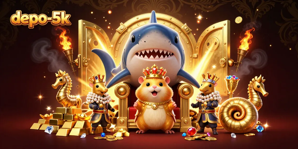 Win big at depo-5k with the fierce golden hamster king guiding players through a vibrant casino realm.