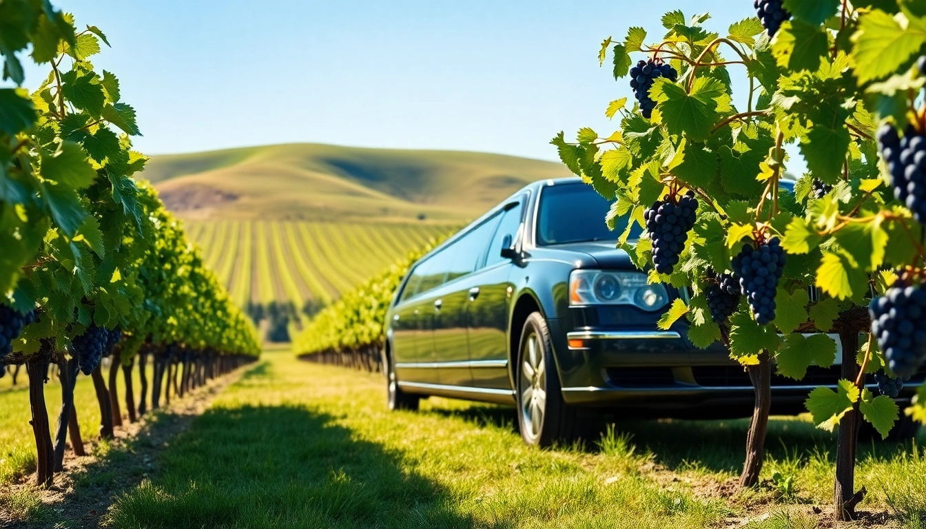 Enjoying luxurious Langley wine tours in a stunning vineyard with elegant limousine.