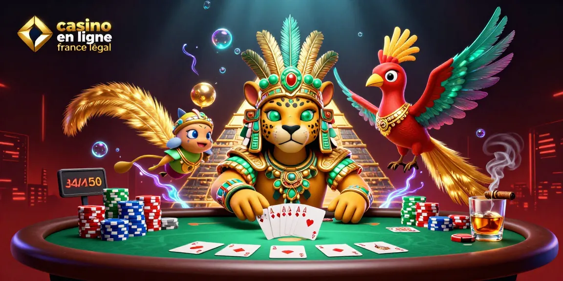 Jouer aux jeux de casino en ligne légal en France avec des personnages animés et des éléments de poker.
