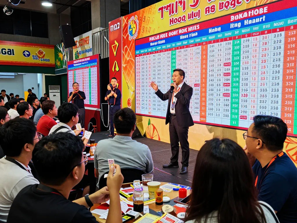 Togel Hongkong live draw event with excited players and vibrant displays showcasing real-time lottery results.