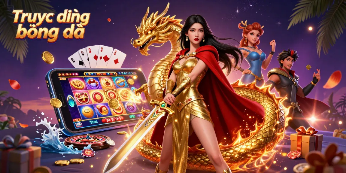 Engaging visual of Trực tiếp bóng đá depicting dynamic sports betting action with striking characters.
