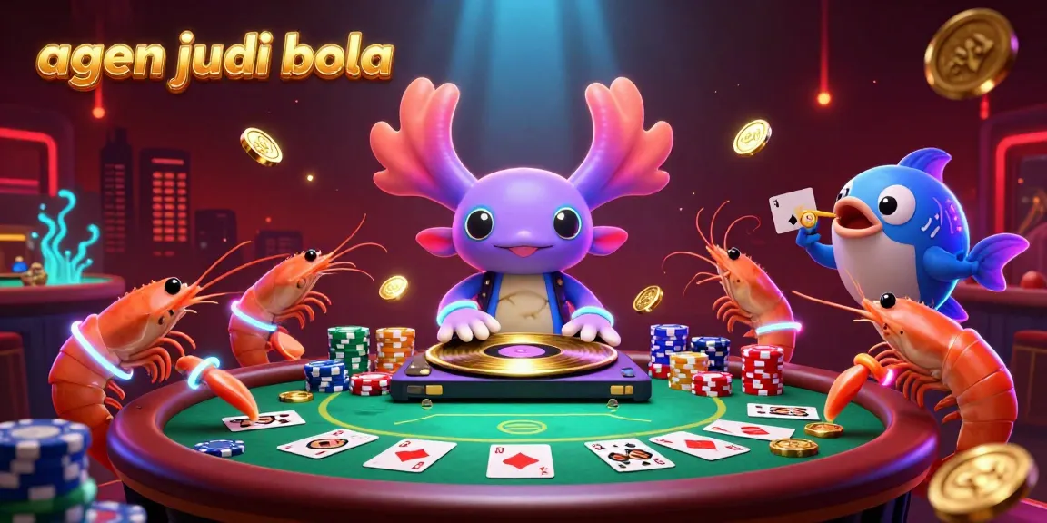 Engaging scene with agen judi bola characters enjoying lively poker action and vibrant casino elements.