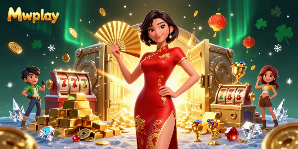 Experience winning opportunities at Mwplay with vibrant gaming elements and a beautiful Asian character.