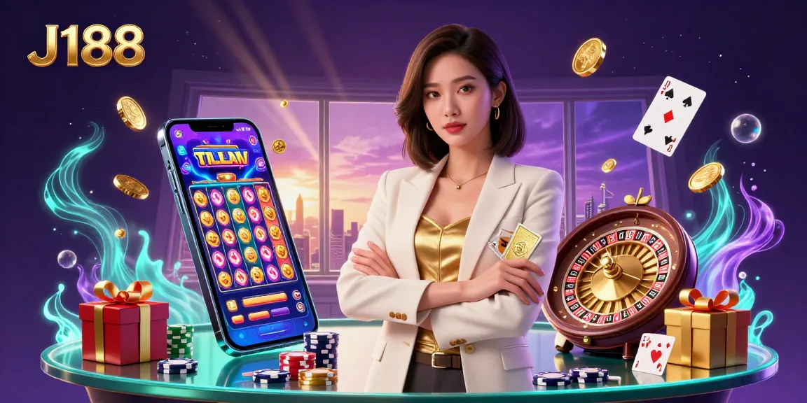 Engage in thrilling gameplay at J188 with a photorealistic Asian woman representing the online casino, showcasing excitement and elegance.