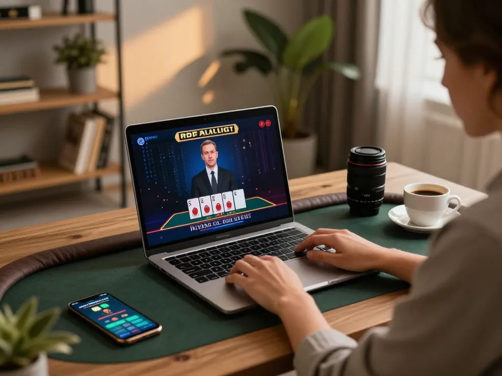 Engaged in exciting online blackjack at RR88, enjoying a stylish gaming setup.