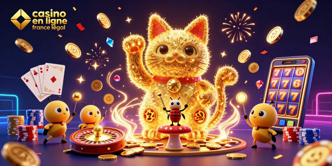 Profitez de l'énergie festive des casinos en ligne légaux en France avec un chat porte-bonheur dynamique.