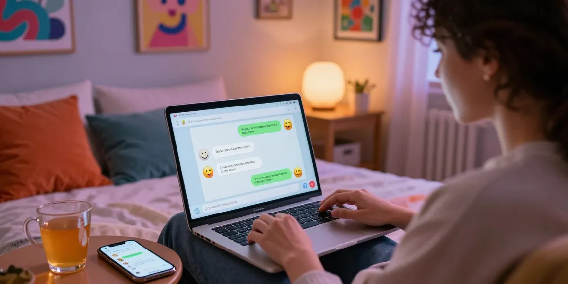 Engaging in an NSFW AI chat, a user interacts with an animated chatbot in a cozy bedroom, showcasing modern digital companionship.