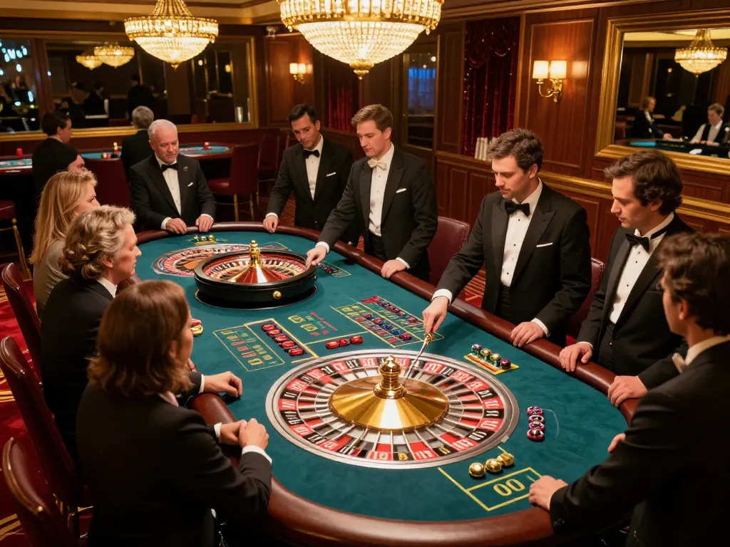 Experience the thrill of situs gacor with players immersed at a roulette table.