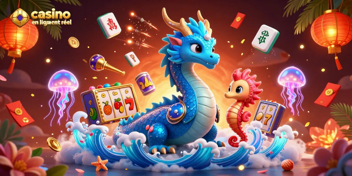 Jouez dans un univers vibrant de casino en ligne argent réel avec des dragons et des créatures marines.