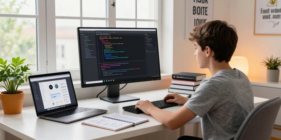 Engaged beginner working on React Redux projects for beginners in a modern coding workspace.