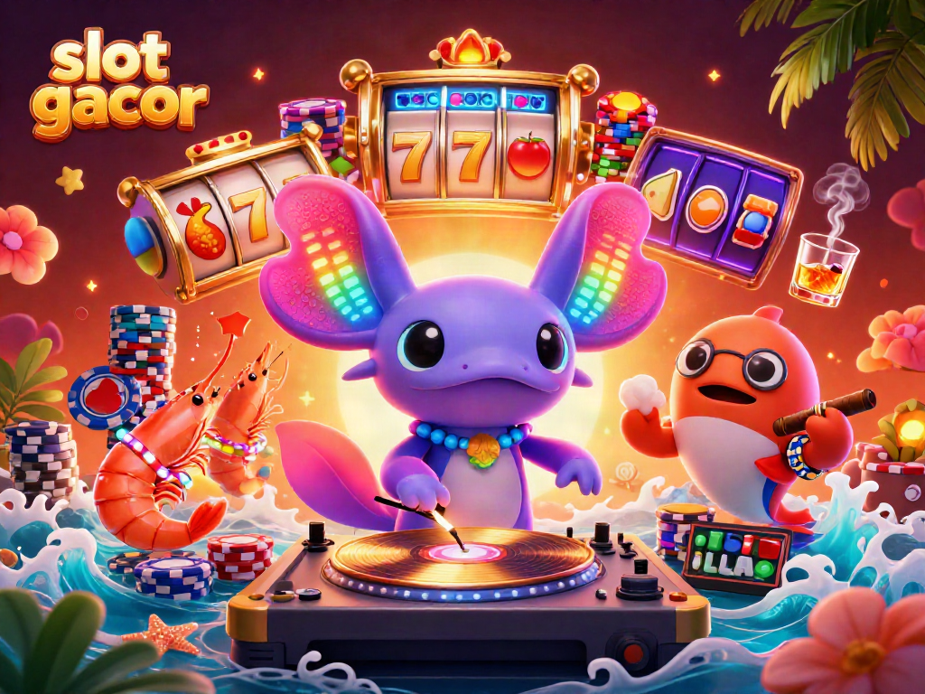 Experience winning moments with slot gacor-themed 3D illustration featuring vibrant casino elements.