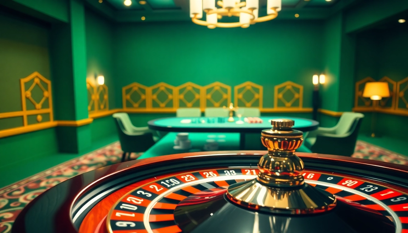 Experience the thrill of Non gamstop Casino Uk with vibrant roulette and poker table in action.