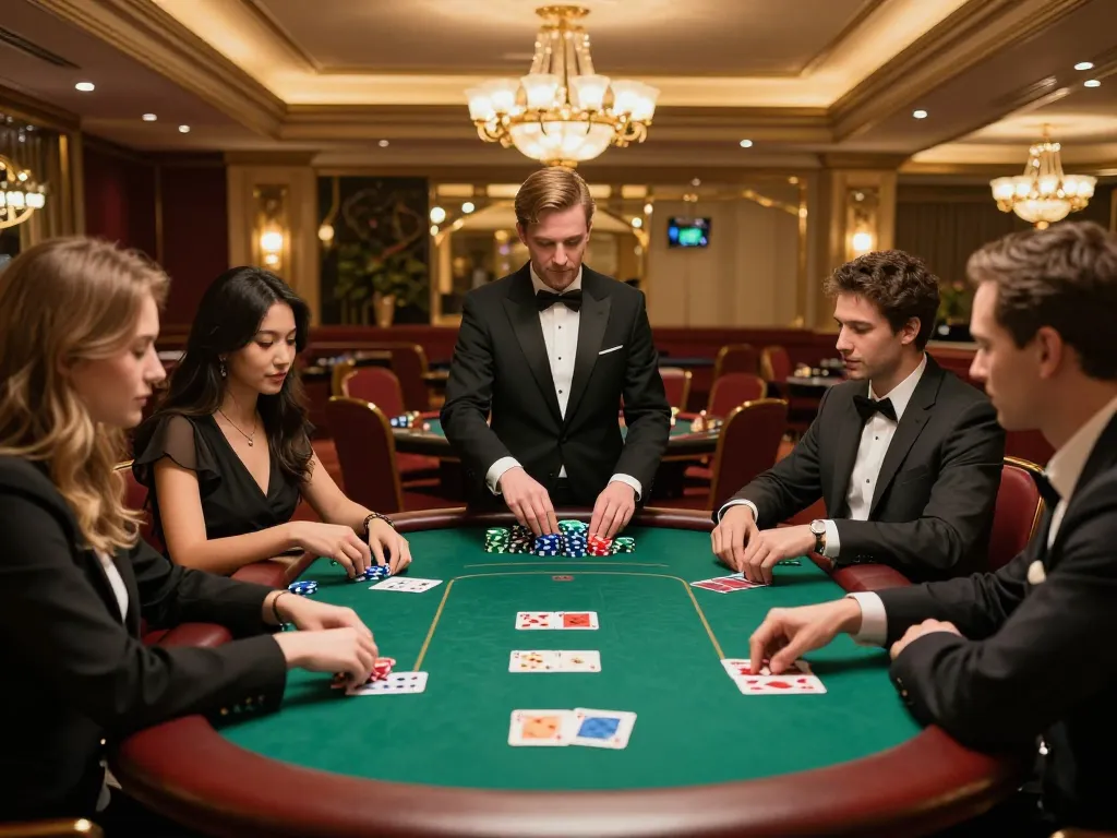Players engaging in an exciting poker game at a stylish casino while enjoying nhacaiuytinn advantages.