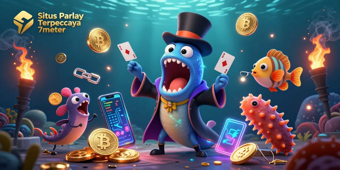 Experience Situs Parlay Terpercaya 7meter with vibrant visuals of gambling elements and exciting characters.