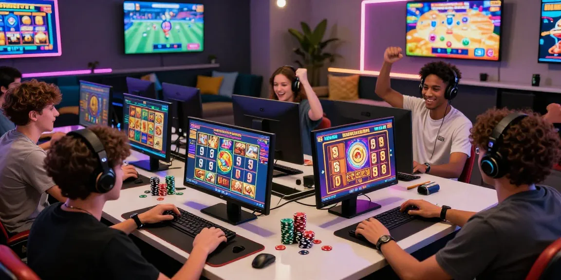 Exciting online gaming experience with players enjoying slot depo 5k games, vibrant atmosphere and colorful graphics.