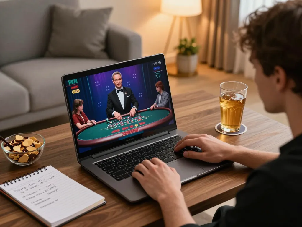 Player engaged in online blackjack at RR88, focusing on live dealer gameplay with strategy notes.