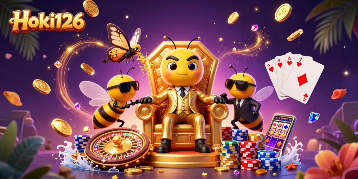 Win big at Hoki126 with the buzzing energy of this vibrant casino illustration.