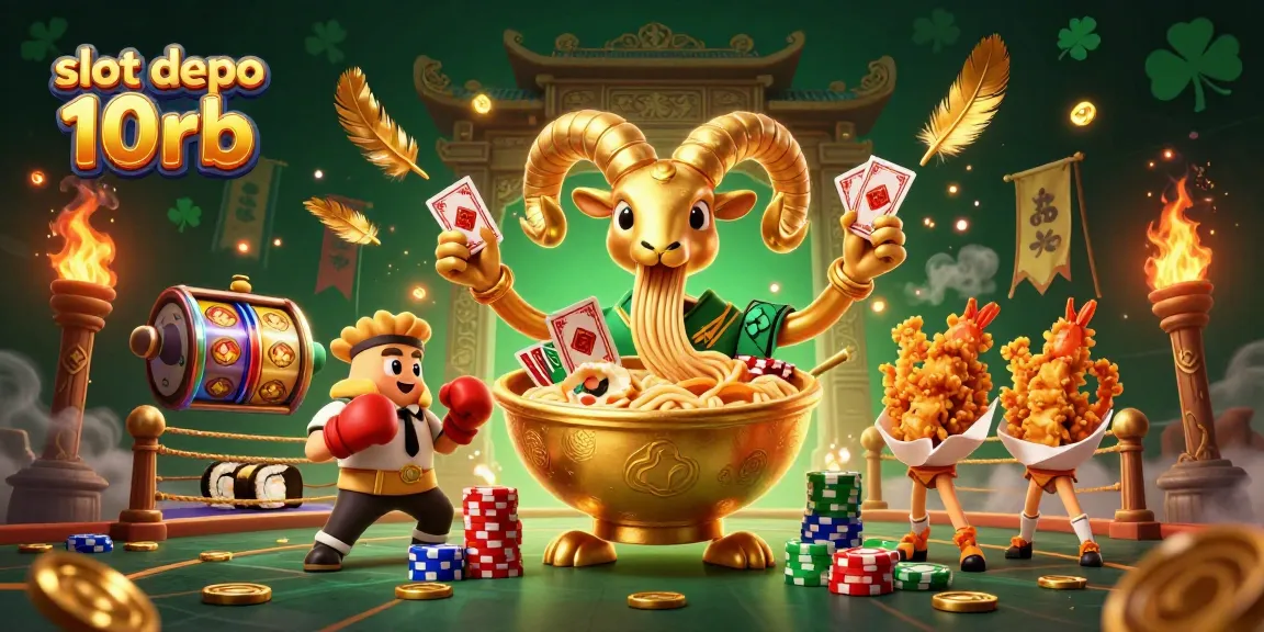 Engage with the thrilling action of slot depo 10rb in this vibrant casino scene filled with animated characters.