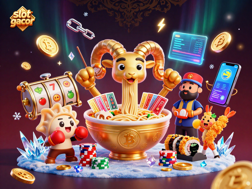 Experience the thrill of slot gacor action with an engaging 3D casino illustration featuring vibrant characters.