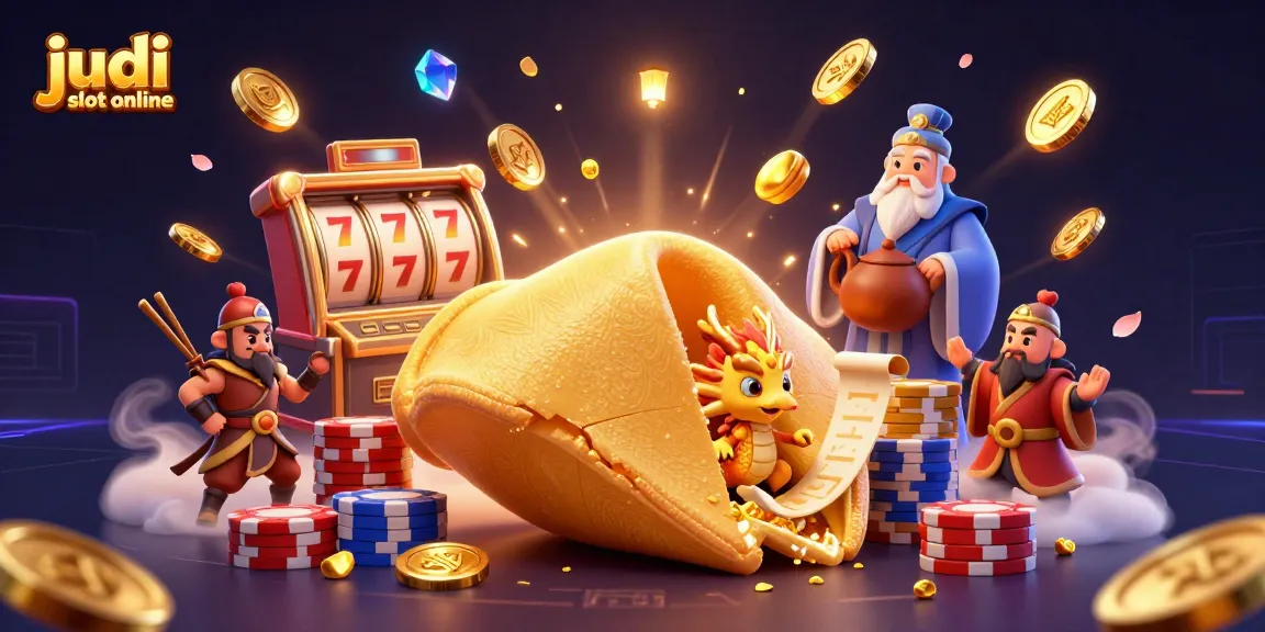 Menggulung judi slot online dengan karakter menarik dan elemen kasino yang dinamis, seperti koin emas dan mesin slot